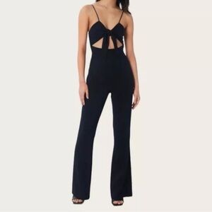 LITA by Ciara Black Flared Jumpsuit with Spaghetti Straps and Cut-Out Design